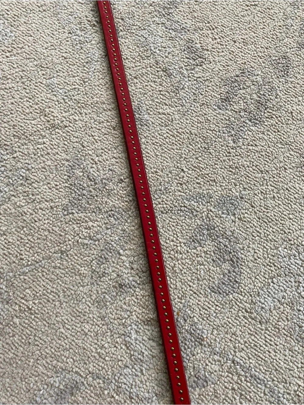 J. Crew Red Studded Leather Skinny Belt Small Gold Hardware - Picture 3 of 8